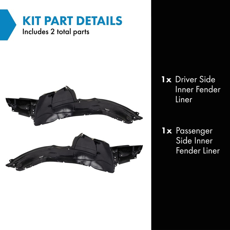 TRQ Inner Fender Liner Set Compatible with 1998-2002 Subaru Forester