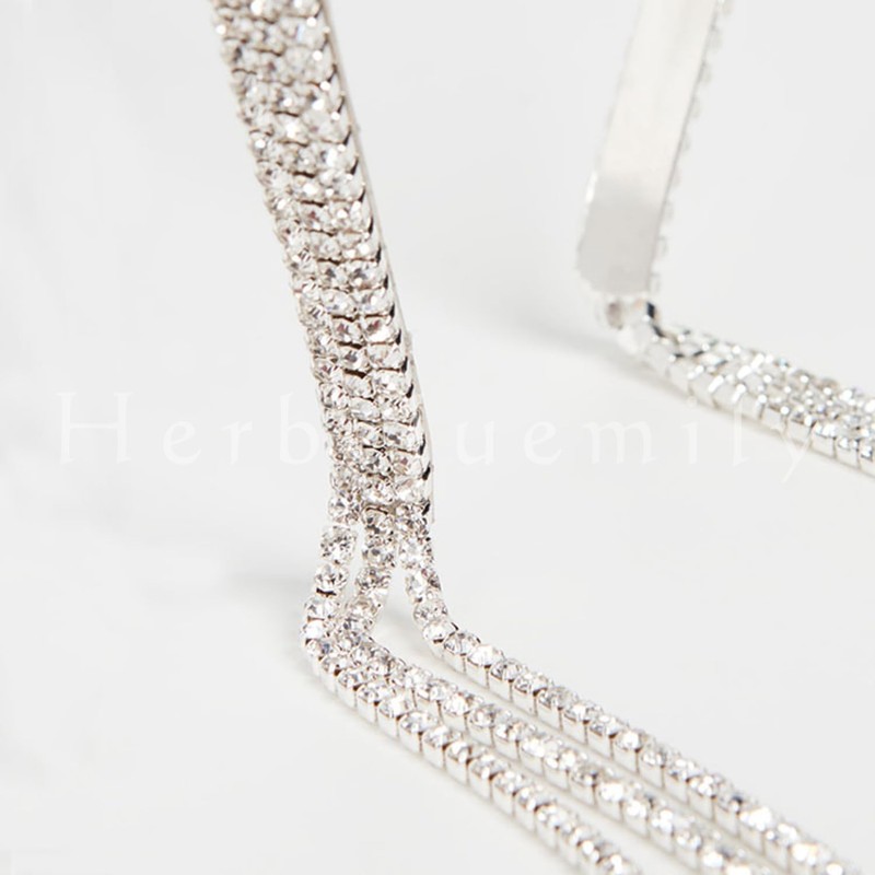 Herbeluemily HM-0047-R05-4L Rhinestone Headband, Pierced Tassel, Gorgeous Bijou, 4 Rows