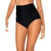 RELLECIGA Women's Black High Waisted Ruched Bikini Bottom Size Large