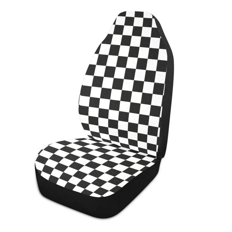 LONSANT Checkered Car Seat Covers Set of 2,Geometric Checkered Plaid