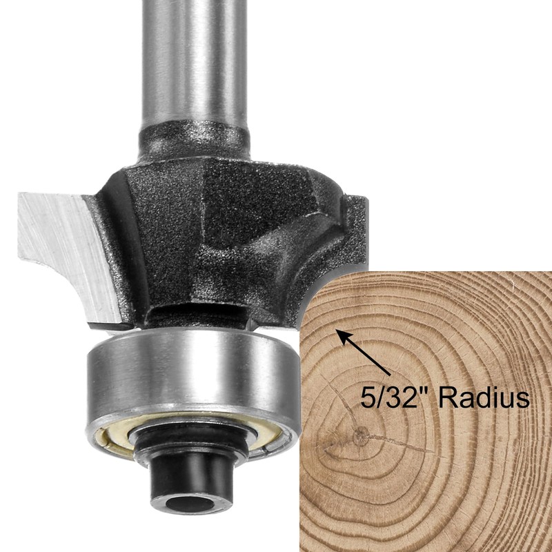 sourcing map Roundover Router Bit 1/4 Shank 5/32" Radius Carbide