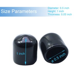 Acocony 1/2 Inch Rubber Cap Round 0.5 inch Rubber End Caps PVC Flexible Protector Plastic Plugs for Round Holes Black Pack of 12