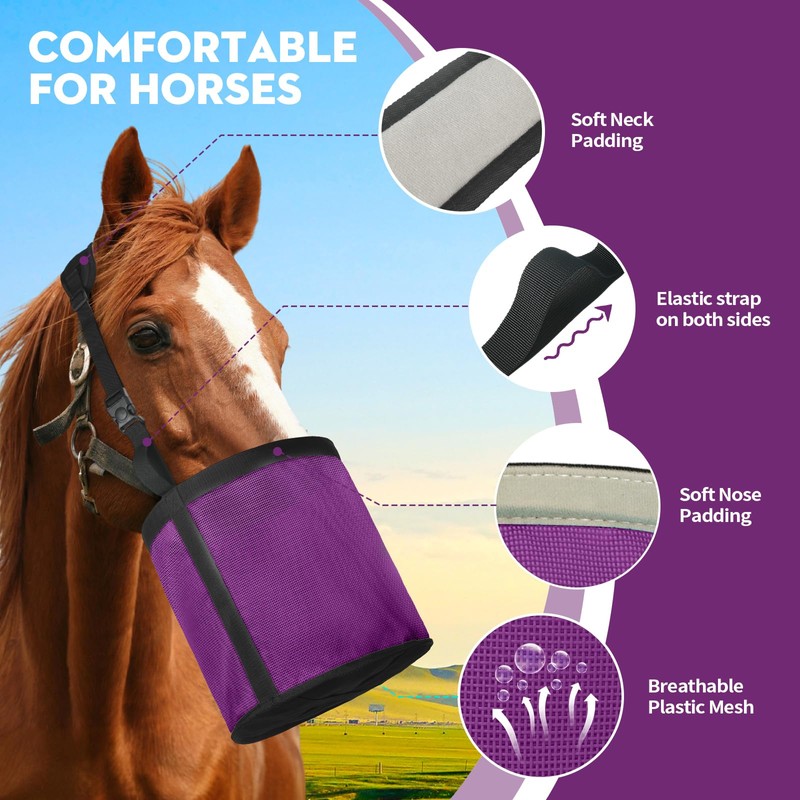 OAHELAKE Horse Feed Bag 2 Pcs, Mesh Feed Bags for