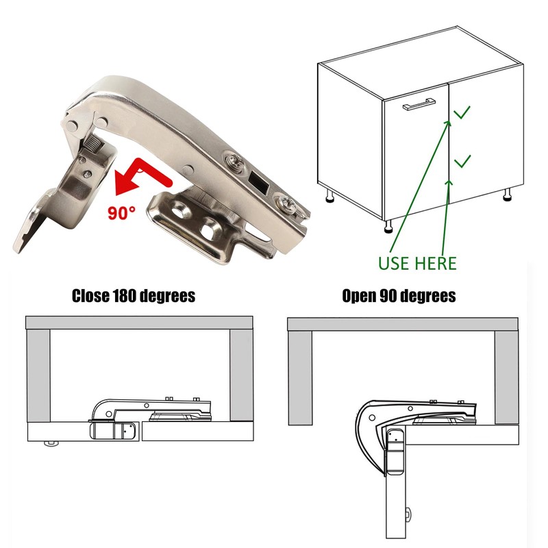 Cabinet Hinges, 2-Piece Lazy Susan Hinge Face Frame Plate 90