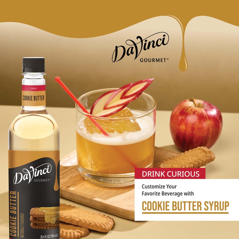 DaVinci Gourmet Cookie Butter Syrup, Made with pure Cane Sugar,