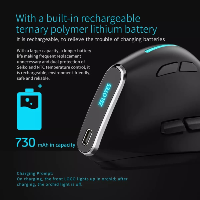 Zelotes Mouse Zelotes F36a 8 Botones Receptor Y Bluetooth
