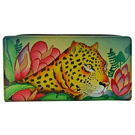 Anna by Anuschka Hand Painted Women’s Genuine Leather Two Fold Wallet - Jungle Leopard