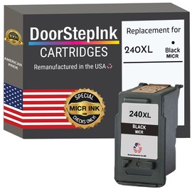 DoorStepInk Remanufactured in The USA Ink Cartridge for Canon 240 PG-240XL Black MICR Magnetic Printer Ink for Printing Checks