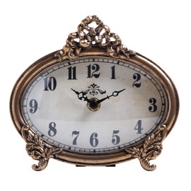 NIKKY HOME - Reloj de mesa vintage, funciona con pilas, diseño rústico, decoración elegante para el hogar para chimenea, estante, escritorio, encimera, bronce