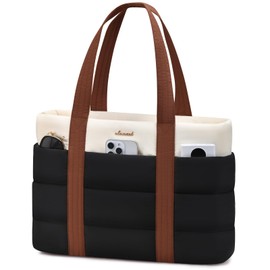 LOVEVOOK Tote Bag for Women, Large Puffer Work Tote Laptop Bag, Lightweight Travel Tote Bag with Zipper Gifts for Women