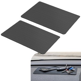 awlbed 2 PCS Car Anti-Slip Fixed Mat, Car Ornaments Multifunctional Mat, Center Console Instrument Built-in Mat, Universal for Most Cars (Black)