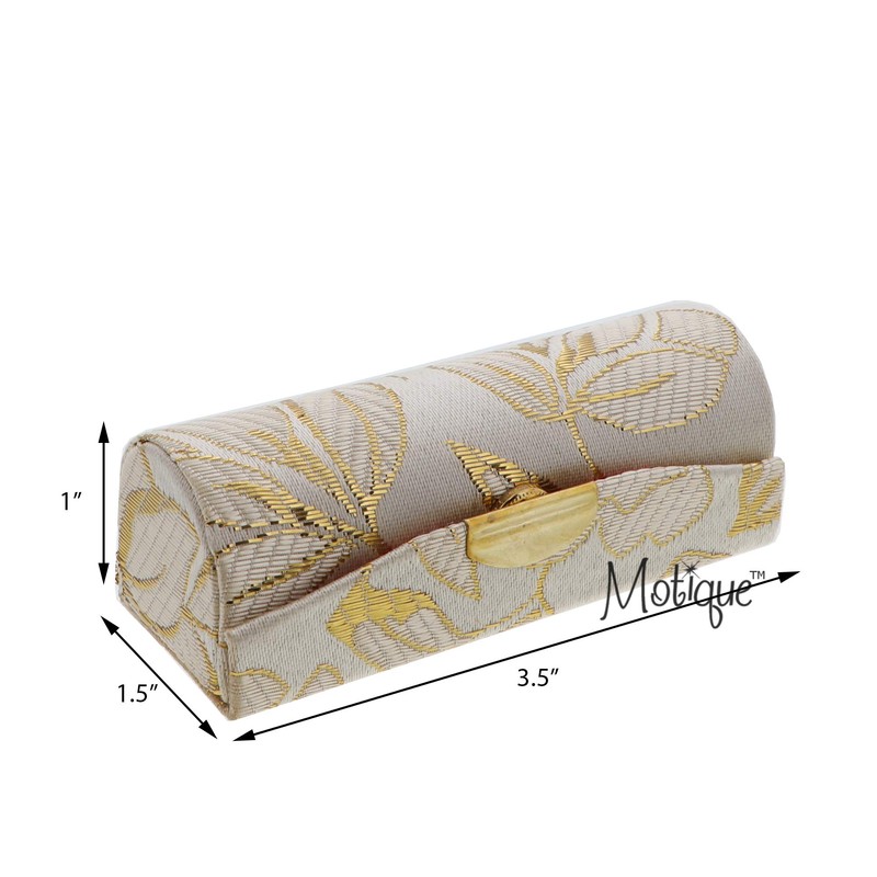Motique Accessories Lipstick Case with Elegant Paisley Design - Gold