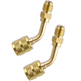 WenTigDY R410A Adapter，5/16'' SAE Female to 1/4'' SAE Male Flare，A2l Refrigerant Adapter for Air Conditioners HVAC，R410A Adapter for Mini Split Vacuum Adapter（2 Angled Adapter）