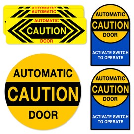 Pack 6 Pcs Automatic Door Sticker for Front Door House Doorbells Warning Security Signs Window Indoor Outdoor Bumper Stickers Removable Vinyl Decals Car Decal Home Accessories