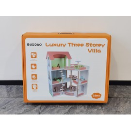 Wooden Dollhouse for Kids Girls, Toy Gift with DIY Pretend Dream House