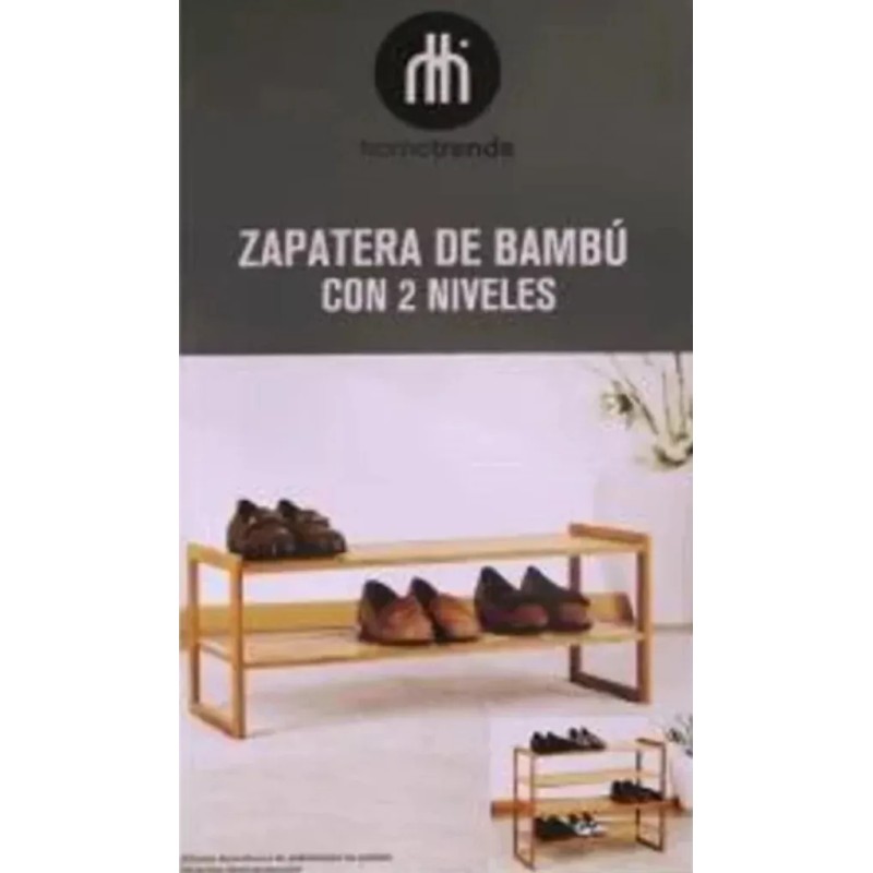 Hogar Zapatera De Bambú Con 2 Niveles 70x28x29 Cm. Hometrends