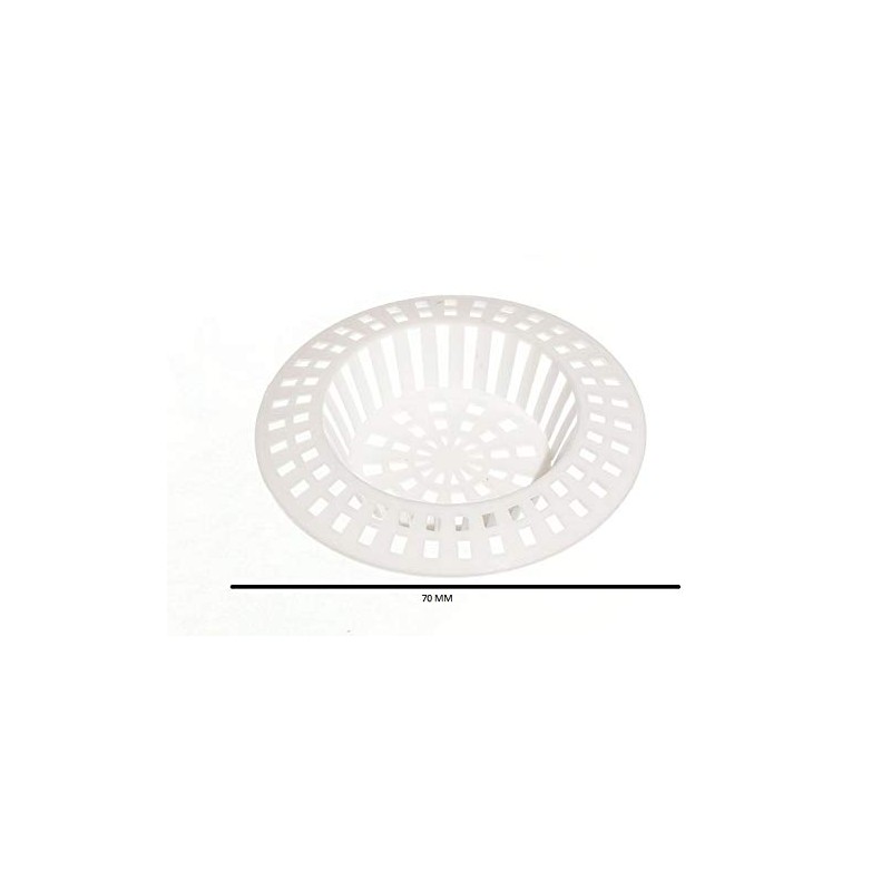 Abtropfsieb für Badewanne/Waschbecken, Kunststoff, 70 mm, Weiß, 100 Stück