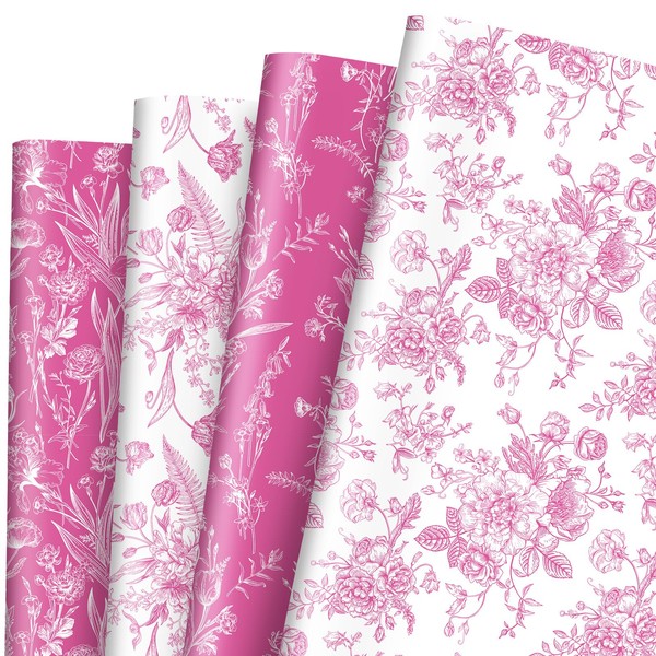 Generic AnyDesign 8 Sheets Floral Wrapping Paper - Not Roll