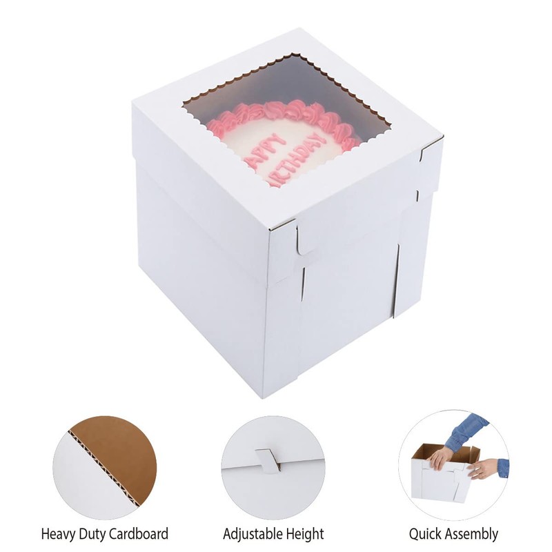 Huoshange Tall Cake Boxes for Tier Cakes,12x12x12 Inch [3 Pack