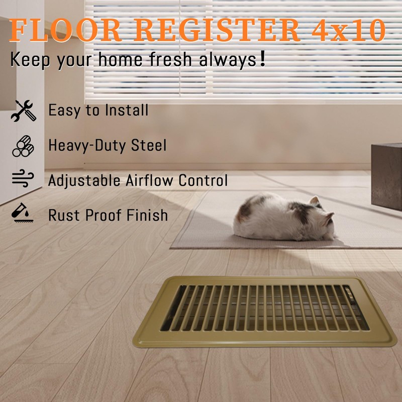 4" x 12" Floor Register Cover - Heavy Duty Steel