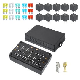 X AUTOHAUX 1 Set Universal Fuse Relay Box 12V 15 Slots Fuse Holder for Automotive Car Truck Marine Boat