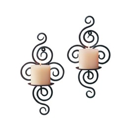 Gifts & Decor Pair of Swirling Iron Hanging Wall Candleholder Sconce