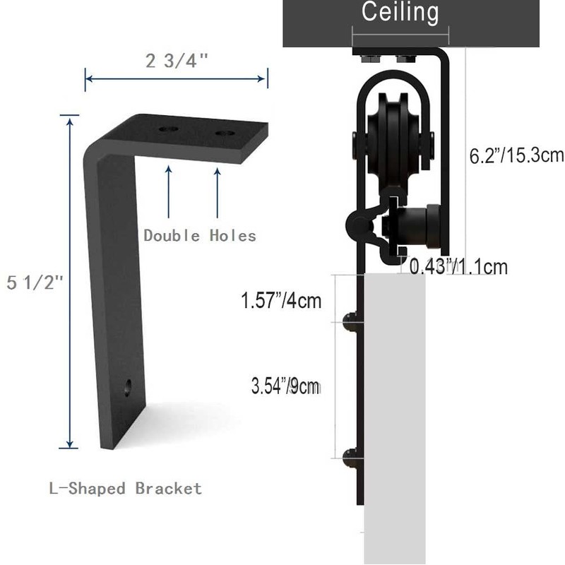 CCJH 9FT Ceiling Mount Sliding Barn Door Hardware Kit Black