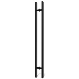 LVYIHAN 48 inch Large Stainless Steel Front Door Handle Double Sided, Pull Push Sliding Barn Door Handle, Commercial H Shape Door Pull Handles, Matte Black