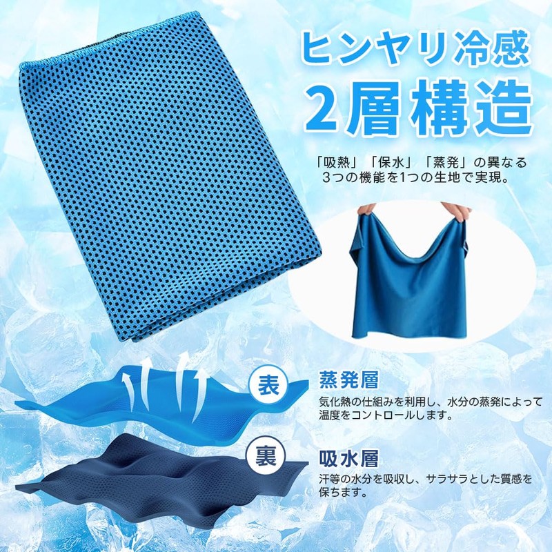 冷感タオル 3枚セット 30X100cm クールタオル UVカット大判 ひんやりタオル 超吸水 首ひんやりグッズ 冷感繊維使用 冷却タオル