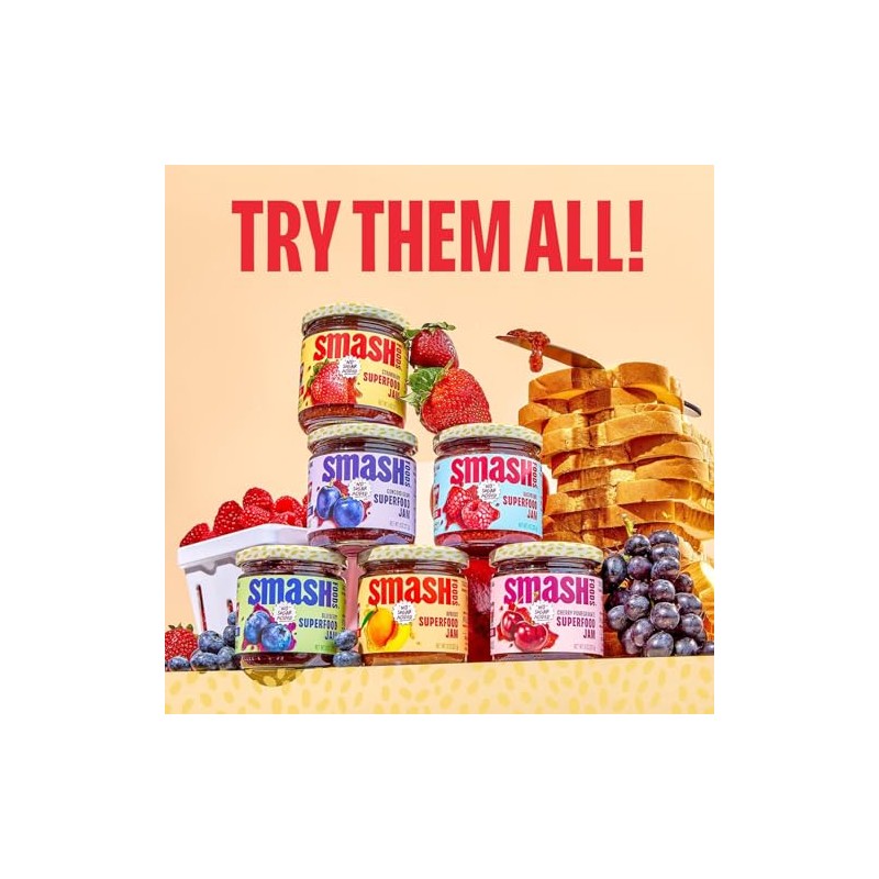 Smash Foods Very Berry Superfood Fruit Spread, No Sugar Added,