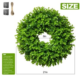 LiaeVave 21inch Eucalyptus Wreath for Front Doors, Porches, Windows, Large Artificial Green Outdoor Wreaths for Home and Farmhouse Decoration, Spring, Summer, Autumn, All Season Green