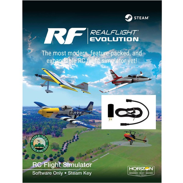 MALTA - HORIZON Real Flight Evolution 2023 STEAM Version + USB Interface for Transmitter Connection RC Flight Simulator Real Flight Evolution/RF-Evo+USB-IF