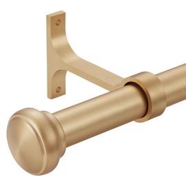 Heavy Duty Adjustable Curtain Rod, 1 Inch, 28-48 Inch, Round Cap, Ceiling Mount, Premium Aluminum Brackets, Outdoor Patio