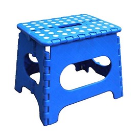 Folding Step Stool - 11" Hight - The Lightweight Step Stool is Sturdy Enough to Support Adults and Safe Enough for Kids. Opens Easy with One Flip. Great for Kitchen, Bathroom, Bedroom (Blue)