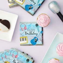 BLUE PANDA - 100 Pack Music Notes Paper Napkins for Party Decorations (5x5 In)