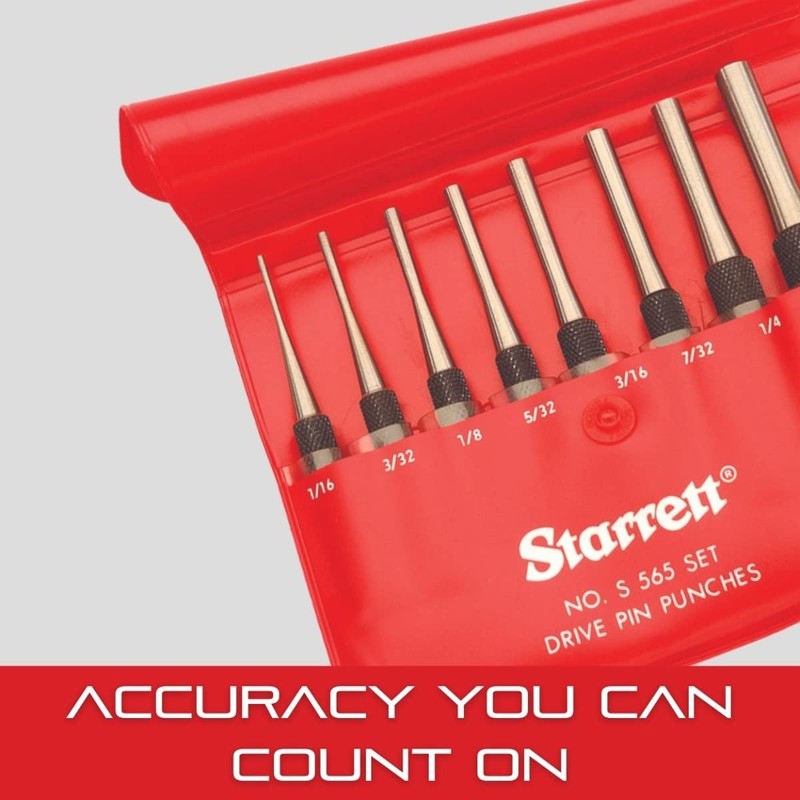 Starrett Steel Center Punch with Square Shank and Knurled Finger