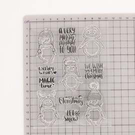 arriettycraft Merry Christmas Penguin Christmas Sentiment Greetings Rubber Stamps Clear Stamps for Christmas Card Making Decoration and DIY Scrapbooking Crafts
