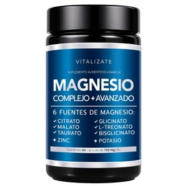 Magnesio Complex 8 Elementos - Potenciado con (Bisglicinato, Citrato, Treonato, Malato y Glicinato de Magnesio y MÁS) - Magnesium Complex con Vitaminas Potasio + Zinc - Complejo 60 Cápsulas