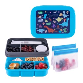 Lunchneoo Leak-Proof, 8-Compartment Bento-Style Kids Lunch Box - Ideal Portion Sizes for Ages 6 +, Durale, Drop-Proof, Dishwasher Safe, & Made with BPA-Free Materials(Blue)