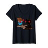 Womens Cartoon Character Boxing Candy Chocolate For Kids V-Neck T-Shirt