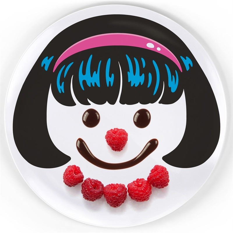 Dinner Do's Kids Dinnerware Plates Food Faces-Set of 3-Girl's Style