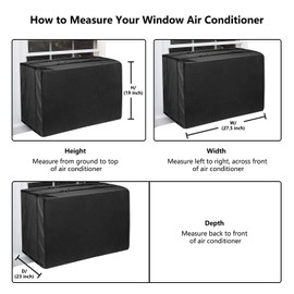 Aozzy Air Conditioner Covers for Window Units Ac Covers for Outside Unit Winter Outdoor Heavy Duty Waterproof Insulation Defender with Adjustable Straps 27.5" W x 19" H x 23" D Inches