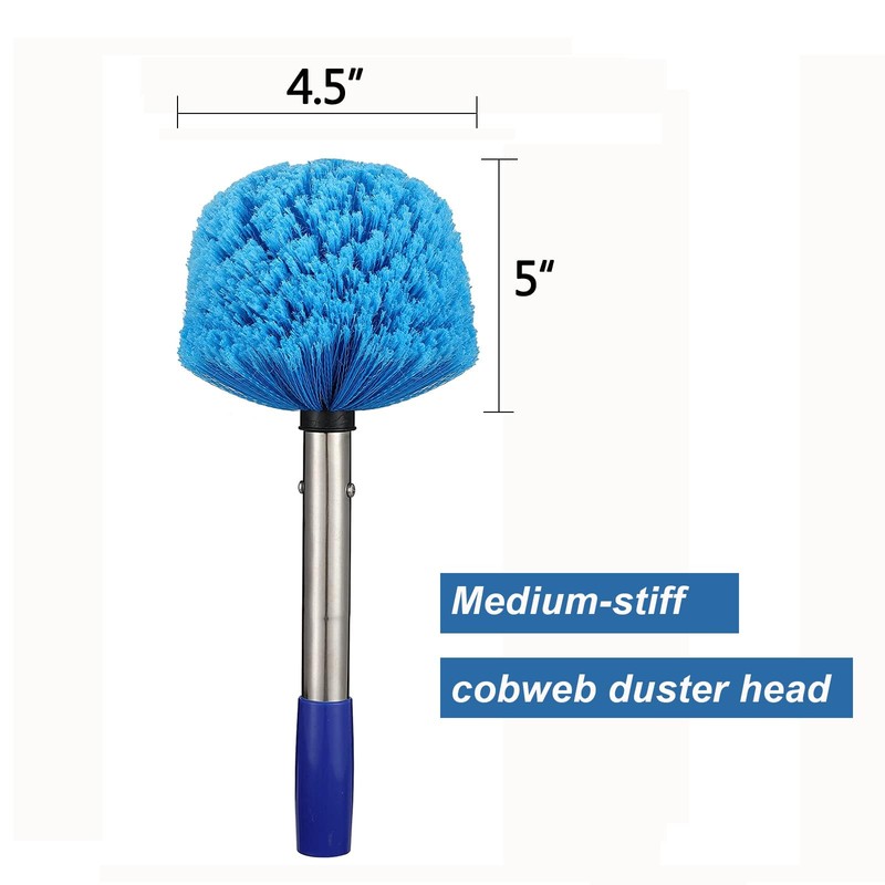 Cobweb Duster with Pole, 10ft Stainless Steel Pole Cobweb Brush