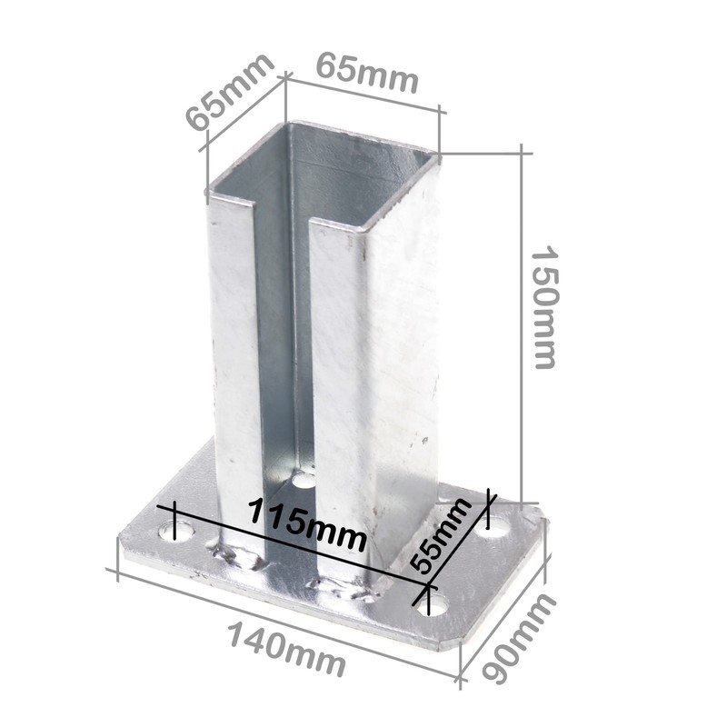 Aqbau® Pfostenträger für Torpfosten I Zaunpfosten aufschrauben Aufschraubhülse (Größe: 65