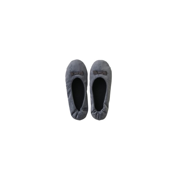 Lep 535707 Petite Portable Slippers, Gray, Women's, 9.1 - 9.6 inches (23 - 24.5 cm), Drawstring Included, Non-slip, Foldable, Easy to Wear, Machine Washable, Compact, Lightweight, Stylish, Cute,