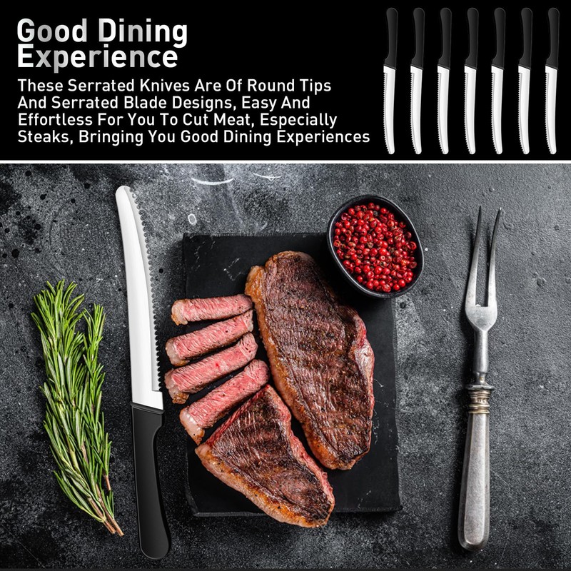 ddseexhe 32 Pcs Serrated Steak Knives Set,8.5 Inch Stainless Steel
