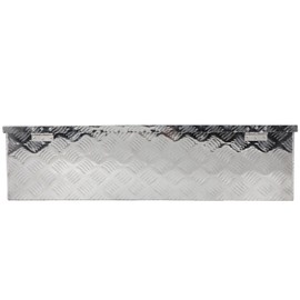 ROADFAR 39inch Silver Square Heavy Duty Aluminum Truck Bed Tool Box Chest Box Aluminum Trailer Tongue Box Chest Storage Organizer for Pick Up Truck Bed RV Trailer Tool Box with Lock and Keys