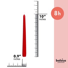 BOLSIUS 30 Count Unscented 10 Inch Red Household Taper Candles - 8 Hours Burn Time - Premium European Quality - Smokeless Dripless Taper Candlestick - Great for Special Occasion, Church, and Everyday