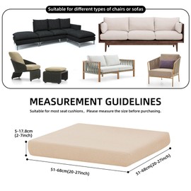 SUKAIKEQA 8Pcs Stretch Patio Cushion Cover Outdoor Cushion Cover Slipcovers Couch Cover Waterproof Replacement Sofa Cushion Covers Thick Jacquard Textured Twill Fabric Porch Patio Furniture ProtectorCream