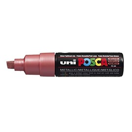UNI POSCA PC-8K CHISEL TIP MARKER PEN- METALLIC RED (BOX OF 6)